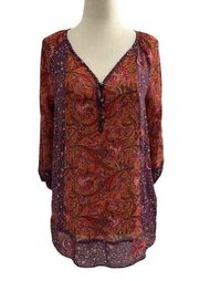 Chaps Multicolor Paisley Print Size 3/4 Sleeve Top Size XS | 43-49