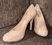 Suede Crystal High Heel Pumps