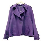 NWT Talbots Woman Wool Swing Peacoat Pea Coat in Purple Women’s Size 24W NEW