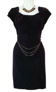 Chain Cap Sleeve Little Black Dress with Gold Chains LBD Juniors 5