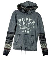 Superdry Shirt Women Small Gray Hoodie Sweatshirt Sweater Knit Sleeve Streetwear