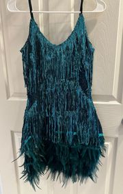 Turquoise Fringe Dress