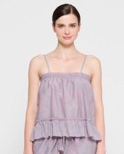 lemlem Womens Tunic Top Pink Peplum Ruffled Blouse Tassel Sleeveless Size S NEW