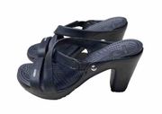 CROCS Heeled Sandals Strappy Cyprus IV Black Slip-on Shoes Heels Cruise Women 5