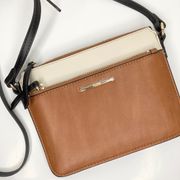 Aseria Brown Black Cream Colorblock Crossbody Purse Bag New