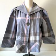 Liv by Habitat Clothes gray/ pink plaid lightweight one button jacket sz L