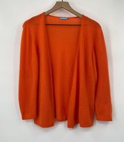 J Mclaughlin Cashmere Cardigan Sweater Open Front Stretchy Peach Orange Large