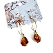 Amber Drop Swarovski Crystal Dangle Silver Womens Pierced Hook Earrings Jewelry