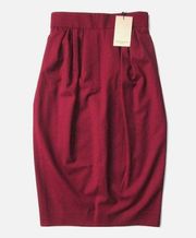 NWT MM. Lafleur Teresa 1.0 Midi in Bordeaux Washable Wool Twill Pencil Skirt 0