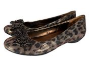 Naturalizer Haroldene Womens Ballet Flats Size 7M Leopard Print Mock Bow Brown