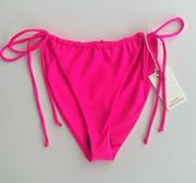 NWT Good American Tiny Ties Bikini Bottom Cheeky Barbie Hot Pink Size 3 / Large