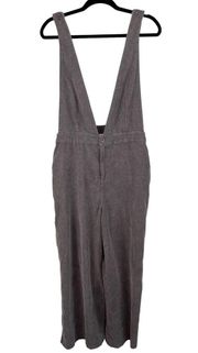 Sadie & Sage Mocha Wide Leg Capri Corduroy Jumpsuit/Overalls Size Large NWT