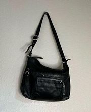 STONE MOUNTAIN Womens Hobo Black Crossbody Bag Purse leather