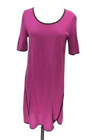 Misook Women's Size XS Purple Short Sleeve Shift Dress with Black Piping Career