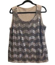 Coldwater Creek Grey Sequin Tank Top Size XL