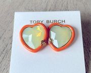 Tory Burch Orange Heart earrings New!