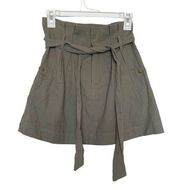 Womens Cameron Belted Mini Skirt Green Olive Paperbag Utility Size Small