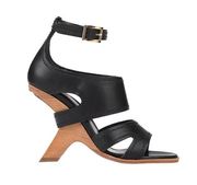 Alexander McQueen No.13 105 Black Wedge Leather Sandals Women's Size 6 NIB