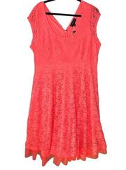 Lane Bryant Coral Pink Lace Skater Dress Size 18/20 New with tags