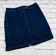 Talbots Denim Mini Skirt Women's 12 Petite Dark Wash Stretch‎ Double Button