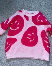 Pink Smiley Face Sweater