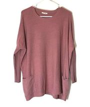 Tea n Rose Pocketed Crewneck mauve Pink Sweater Size Small / Medium