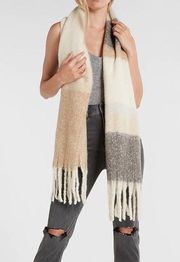 Stripe Brushed Fringe Scarf Express womens accessories NWT Blush Nude classic