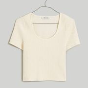 Madewell Ottoman Crop Sweater Tee Bright Ivory S NWT