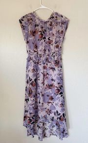 Simply Vera Vera Wang Lavender Purple Floral Midi Dress Wedding Guest