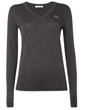 Lacoste Womens Pullover Ribbed V-neck Pullover Sweater Size 44/12 NWT