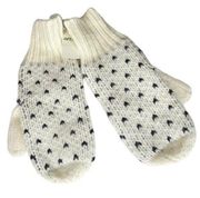 NEW Aerie GLOVES MITTENS Cream + Gray Chevron Soft Knit Adult One Size Fits Most