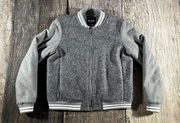 NWOT Madewell Women's Grey Felt Varsity Bomber Wool Blend Jacket Medium