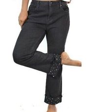 DRIFTWOOD Colette Jeans Ankle Crop Cropped Denim Cuff Pearl Black 29