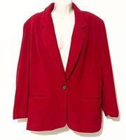 Saks Fifth Avenue Vintage Solid Red Pea Coat Single Breasted Medium