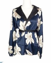 Fewmoda Zhu floral long sleeve wrap blouse