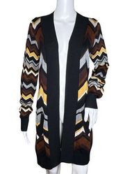 Missoni Sweater Womens Small Black Brown Chevron Longline Cardigan Target Casual