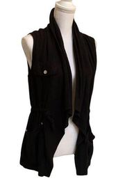 Sanctuary Linen Drape Front Black Vest Small Layering