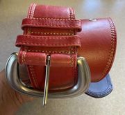 Fossil Red Leather Coastal Nautical Old Money Western Minimalist Waist Belt