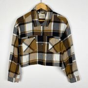 Outerwear Brown Plaid Flannel Cropped Jacket Size XL