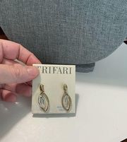 Trifari teardrop earrings gold and silver tone