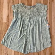 NWT Wit & Wisdom Flowey Blouse 1X Mint Green