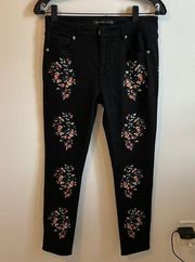 Boston Proper Black Embroidered Embellished Jeans