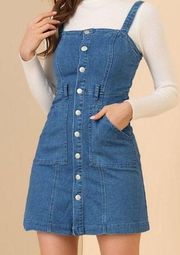 Allegra K Classic Adjustable Strap A-Line Denim Overall Dress