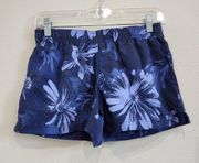 Columbia  Blue Floral Drawstring Waist Athletic Running Shorts Size XS