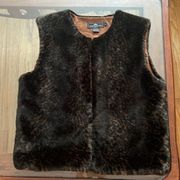 British Khaki Faux Fur Black Brown Animal Print Vest.