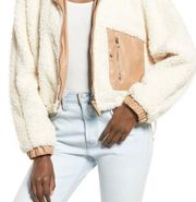 BLANKNYC Shearling with faux leather Trim Bomber Jacket