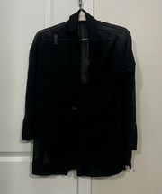 Lafayette 148 Black Finespun Voile Sheer Button Front Cardigan Size XS $598