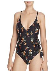 MINKPINK Women's Black Sunkissed Printed Wrap One Piece Swimsuit XS X-Small