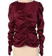 Marc New York Burgundy Wine Ruched Long Sleeved Blouse Size M