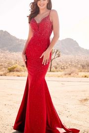 V-Neck Beaded Prom Dress EW120012